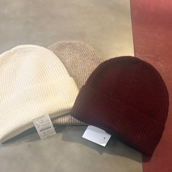 J. Crew Accessories - J. Crew, women’s Knit Beanies - Cream, Tan, and Burgundy, OS, NWT